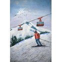 Tableau Métal 3D : Montagne et oeuf rouge vintage, H 60 cm