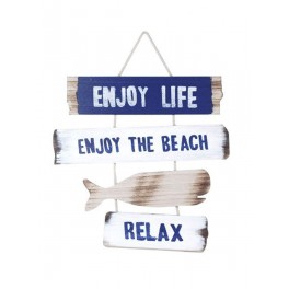 happyDko Déco Murale Bois à Suspendre : Enjoy The Beach, H 30 cm