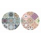 Set 2 Dessous de Plat Ronds 1, Motifs Carreaux de Ciment, Diamètre 20 cm