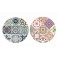 Set 2 Dessous de Plat Ronds 1, Motifs Carreaux de Ciment, Diamètre 20 cm