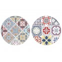 Set 2 Dessous de Plat Ronds 2, Motifs Carreaux de ciment, L 20 cm