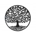 happyDko Décoration murale métal : Arbre de vie, Design Circulaire, Noir, Diamètre H 82 cm