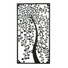happyDko Décoration murale métal : Arbre design anthracite & ambré, H 70 cm