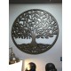 happyDko Décoration murale métal : Arbre de vie, Design Circulaire, Noir, Diamètre H 82 cm