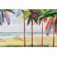 Tableau Tropical Design et Cadre : Palmiers d'or, H 100 cm