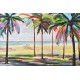 Tableau Tropical Design et Cadre : Palmiers d'or, H 100 cm