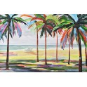 Tableau Tropical Design : Cocotiers en variation colorée, L 90 cm