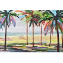 Tableau Tropical Design et Cadre : Palmiers d'or, H 100 cm