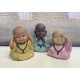 G&S Set de 3 Mini-Moines de la Sagesse Assis 2, Collection Baby Zen, Hauteur 7,5 cm