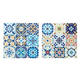 G&S Set de 2 Dessous de Plat Rétro, Motifs Carreaux de ciment, L 20 cm