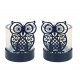 Set 2 Bougeoirs, Mod Chouette, Métal et Verre, H 10,5 cm