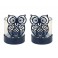 Set 2 Bougeoirs, Mod Chouette, Métal et Verre, H 10,5 cm