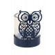 Set 2 Bougeoirs, Mod Chouette, Métal et Verre, H 10,5 cm