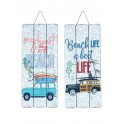 G&S Set 2 Décos murales Bois, Thème Surf & 4X4, H 34 cm
