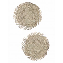 2 Sets de Table Mandala Fibres Naturelles et Corde, Diamètre 38 cm