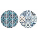 Set 2 Dessous de Plat Ronds 1, Motifs Carreaux de ciment, L 18 cm
