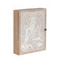 Boite à clés Bouddha et Méditation, Marron et Blanc, H 26 cm