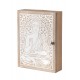 Boite à clés Bouddha et Méditation, Marron et Blanc, H 26 cm