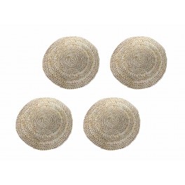 Ensemble 4 Sets de Table Rond 100% Fibres Naturelles, Diam 38 cm