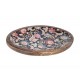 Grand Plateau Oval Mandala Floral et Motif Cachemire, Résine et Bois de manguier, Longueur 30 cm