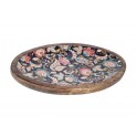 Grand Plateau Oval Mandala Floral et Motif Cachemire, Résine et Bois de manguier, Longueur 30 cm