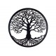 happyDko Déco murale Métal : Arbre de vie, Design circulaire, Noir, Diamètre 60 cm