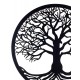 happyDko Déco murale Métal : Arbre de vie, Design circulaire, Noir, Diamètre 60 cm