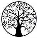 SGRIMALT Déco murale métal : Arbre de vie stylisé et Oiseaux, Noir, Collection Renaissance, Diamètre 80 cm