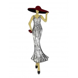 Déco murale Femme en robe longue et chapeau, Collection Life, H 70 cm