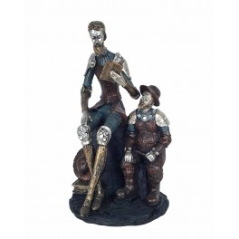 Figurine décorative Don Quichotte et Sancho Panza, Sculpture Résine, H 35 cm