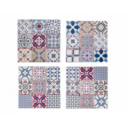 Set 2 Dessous de Plat Rétro 2, Motifs Carreaux de ciment, L 20 cm