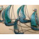 SGRIMALT Déco murale Fer : Grande Régate 5 Voiliers Vert Emeraude et Bleu, L 105 cm