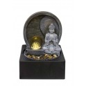 Fontaine Feng Shui, Bouddha, Sphère LED et Design Yin et Yang, H 25 cm