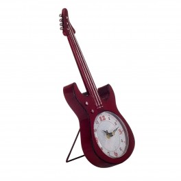 Horloge Vintage Fer à Poser : Modèle Guitare Electrique Rouge, H 34,50 cm