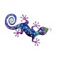 Gecko Mural XL en métal, Bleu et Violet, Modèle ZIG ZAG, H 60 cm