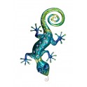 Gecko Mural XL en métal, Bleu et Vert, Modèle ZIG ZAG, H 60 cm