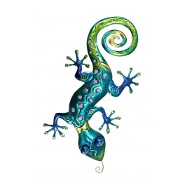 Le Gecko Métal Mural : Modèle Polychrome, H 45 cm