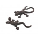 Set 2 Geckos en métal à poser, Marron ambré, L 16 et 19 cm