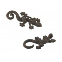Set 2 Geckos en métal à poser, Marron ambré, L 12 et 16,5 cm