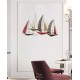 Déco murale 5 bateaux rouges et gris, L 44 cm