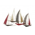 Déco murale 5 bateaux rouges et gris, L 44 cm