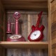 Horloge Vintage Fer à Poser : Modèle Guitare Electrique Rouge, H 34,50 cm