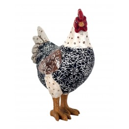 SGRIMALT Figurine Poule, Modèle Noir et Fleuri en Résine, Collection Drawing Art, H 20 cm