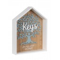 Boite à clés en Bois MDF Arbre de Vie et Silhouette Maison, H 31 cm