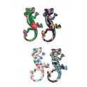 Set 4 magnets Frigo : 4 Lézards Multicolores, H 10 cm