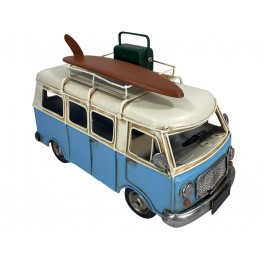 G&S Van Combi Miniature en Fer, Modèle Valise et Planche de Surf, Bleu, Longueur 28 cm