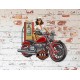 Déco Murale Fer: Station Essence, Moto et Pin up, Route 66. H 70 cm