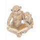 SGRIMALT Figurine Résine Contemporaine : Deux Singes érudits, Céruse Blanche, H 18 cm
