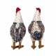 SGRIMALT Set Poule et Coq, Modèle Noir et Fleuri en Résine, Collection Drawing Art, H 20 cm