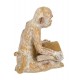 SGRIMALT Figurine Résine Contemporaine : Deux Singes érudits, Céruse Blanche, H 18 cm